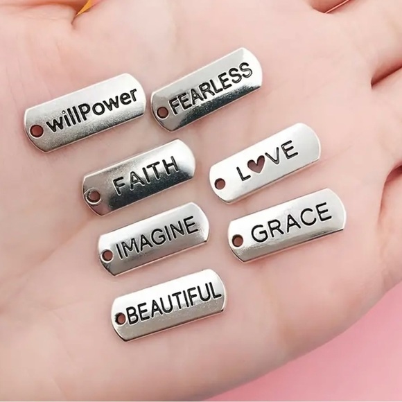 🔴 5 for $10 ONE INSPIRE Silver Tone Inspirational Word Charm Lobster Clasp - Picture 3 of 5
